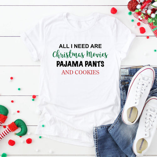 All I Need Are Christmas Movies Pajama Pants And Cookies-Plus Sizes
