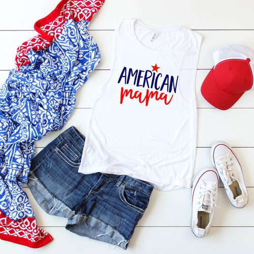 American Mama (Red & Blue)- Muscle Tank