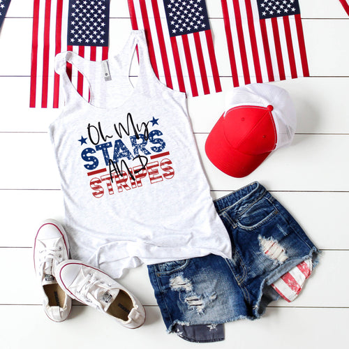 Oh My Stars and Stripes -Racer back Tank Top