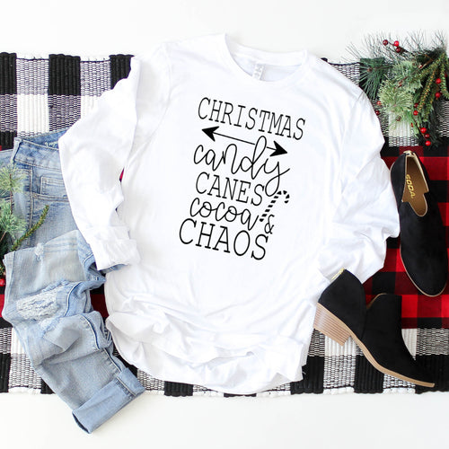 Christmas Candy Canes Cocoa & Chaos-Long Sleeve