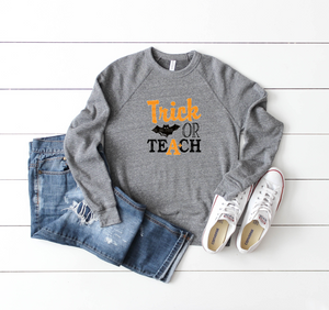 Trick Or Teach Crewneck Sweatshirt (Black And Orange)