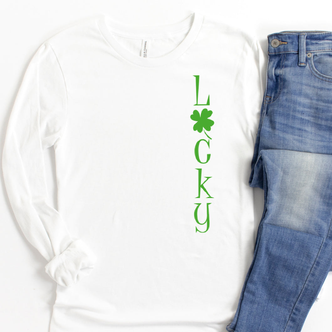 Long Sleeve: Lucky Vertical (Green)