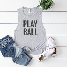 Play Ball (Black)-Muscle Tank Top