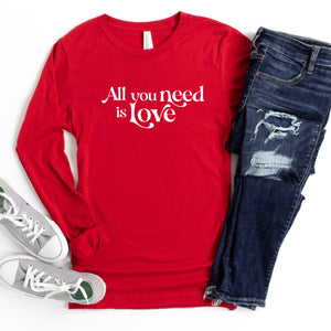 Long Sleeve: All You Need Is Love (White)-Plus Sizes