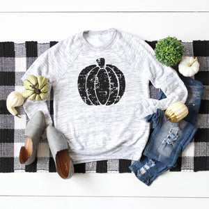 Black Distressed Pumpkin Crewneck Sweatshirt