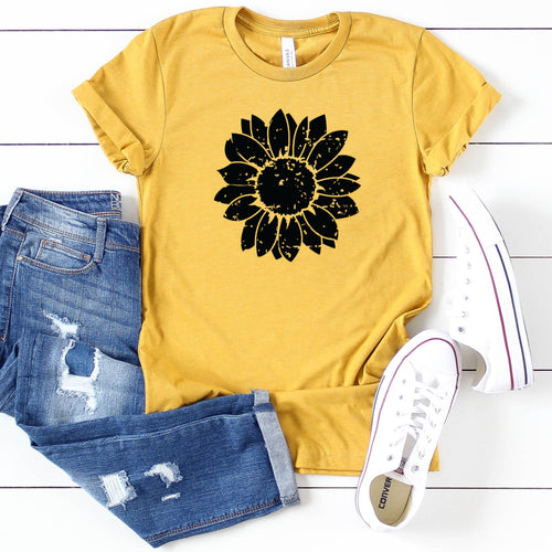 Distressed Sunflower-Black- Plus sizes