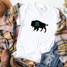 V-Neck: Buffalo With Buffalo Plaid Clover-Plus Sizes