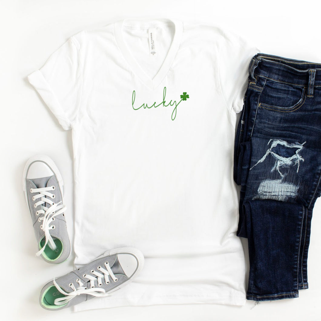 Lucky Center (Green) V-Neck