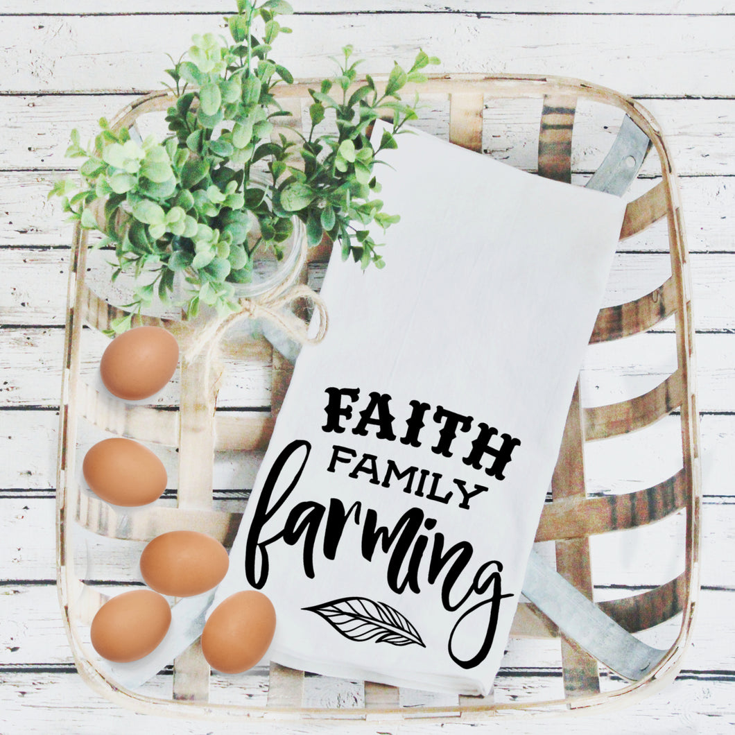 Tea Towels- Faith Family and Farming, Graphic Tea Towels