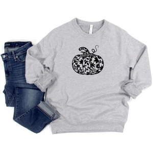 Pumpkin Leaves (Black) Crewneck Sweatshirt