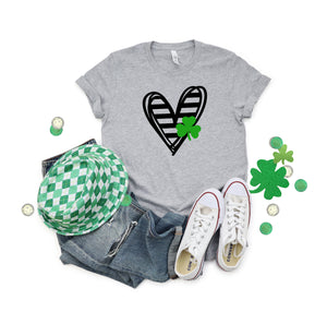 Striped Heart With Shamrock-Plus Sizes