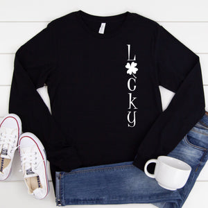 Long Sleeve: Lucky Vertical (White)