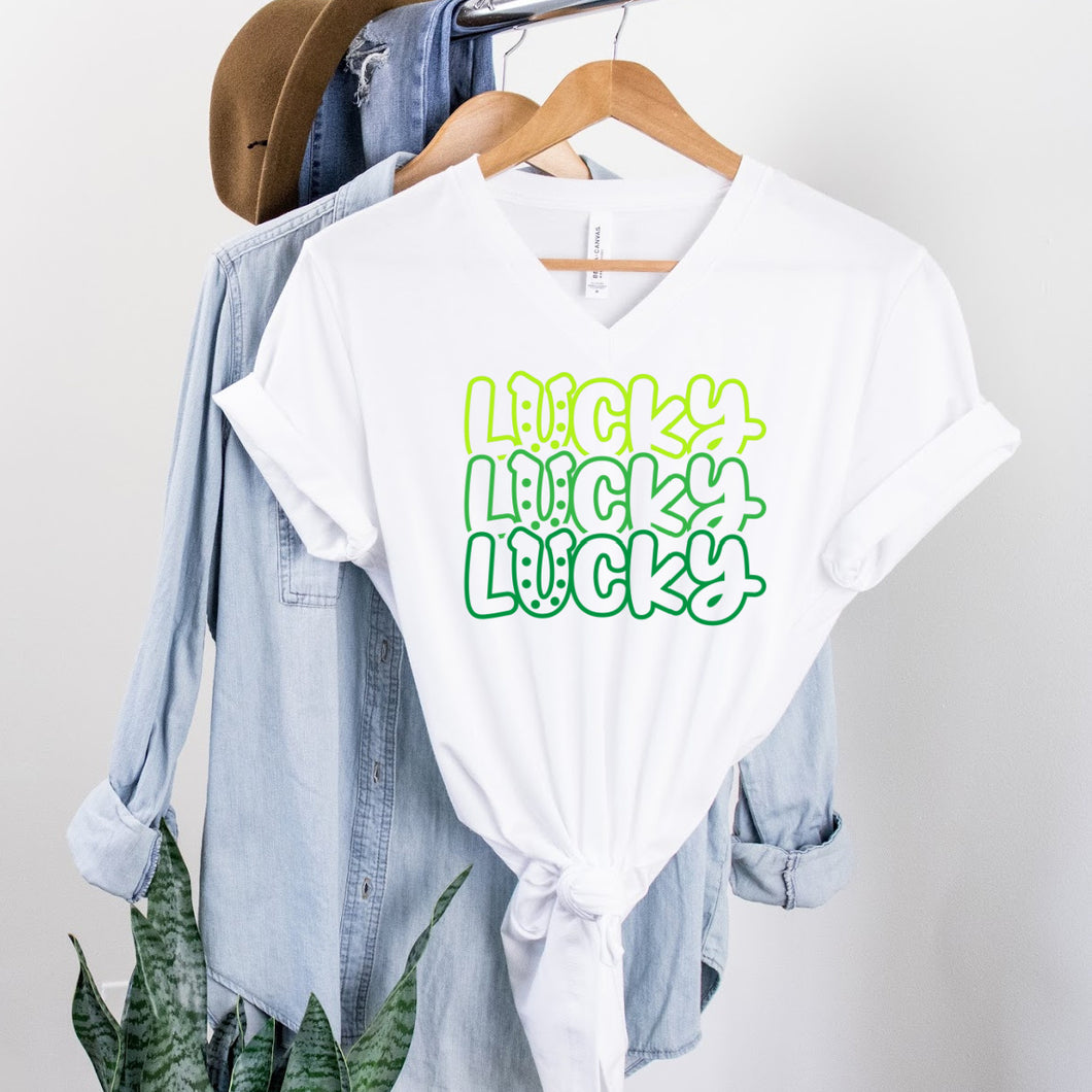 Lucky Lucky Lucky (3 Greens) V-Neck