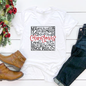 Christmas With Black Christmas Words-Plus Sizes